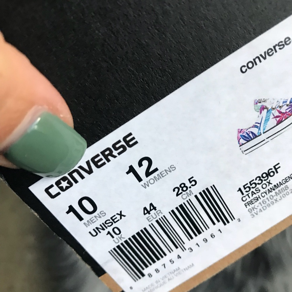 Converse low top sneakers white with pastel blue, purple, pink tropical print - Picture 6 of 8
